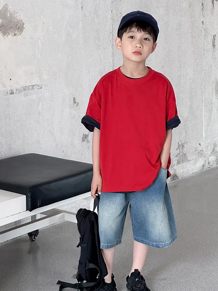 Kids Red T-Shirt Short Sleeve 2026 Summer Boys - Image 9