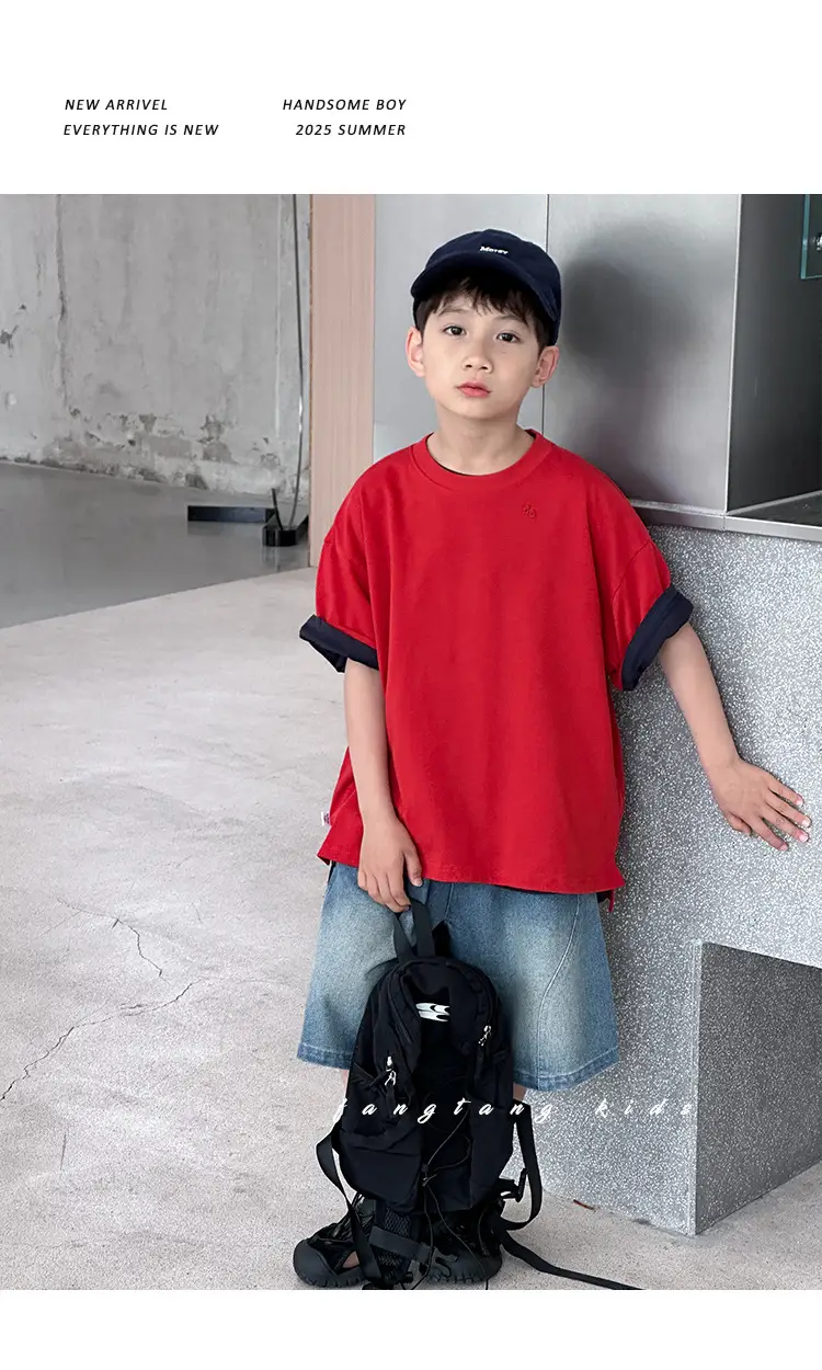 Kids Red T-Shirt Short Sleeve 2026 Summer Boys — feature 17