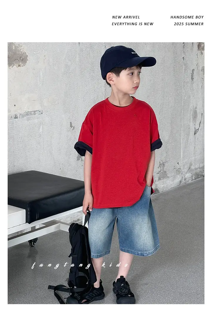 Kids Red T-Shirt Short Sleeve 2026 Summer Boys — feature 19