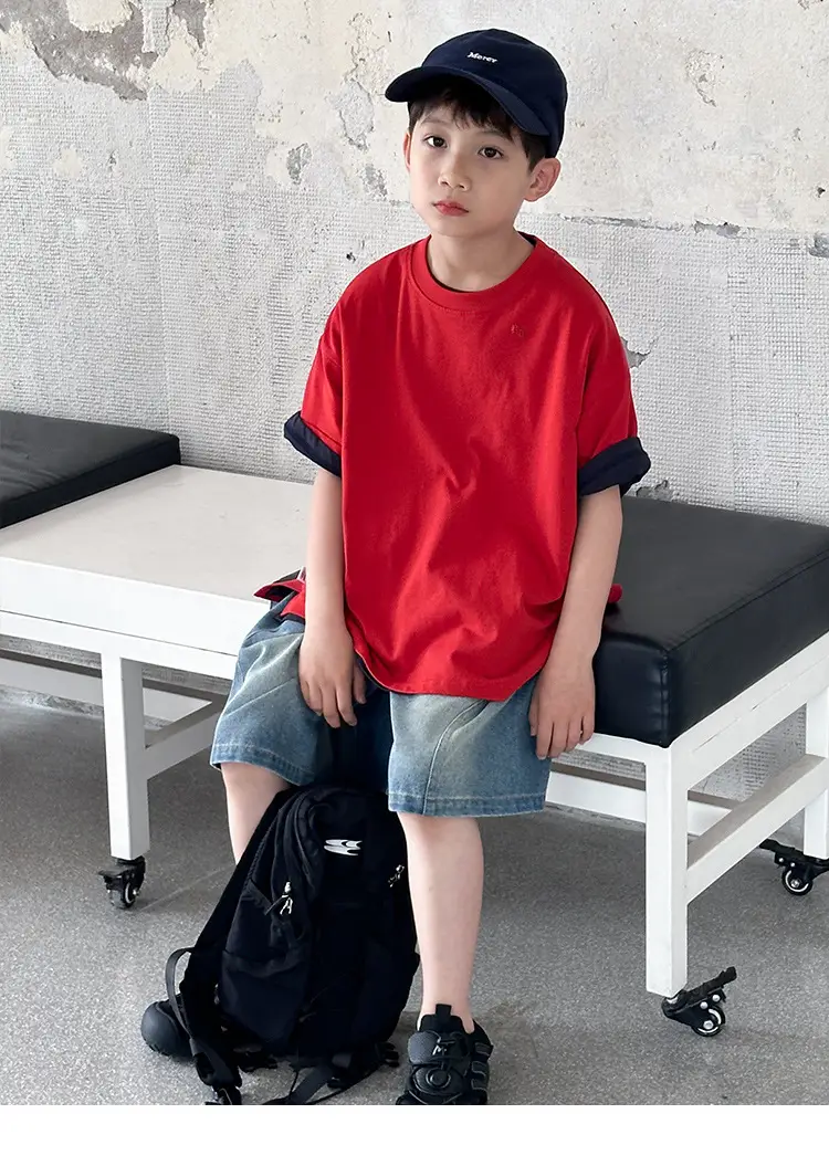 Kids Red T-Shirt Short Sleeve 2026 Summer Boys — feature 2