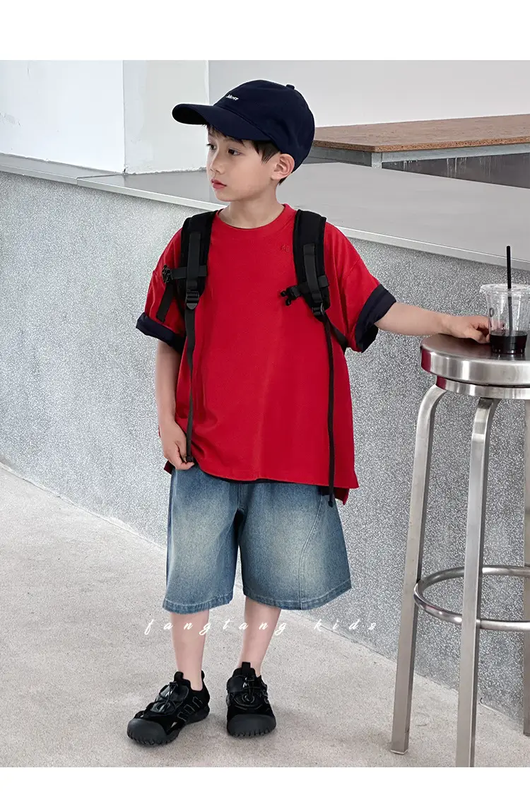 Kids Red T-Shirt Short Sleeve 2026 Summer Boys — feature 21