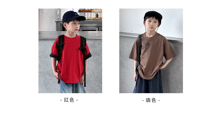 Kids Red T-Shirt Short Sleeve 2026 Summer Boys — feature 5