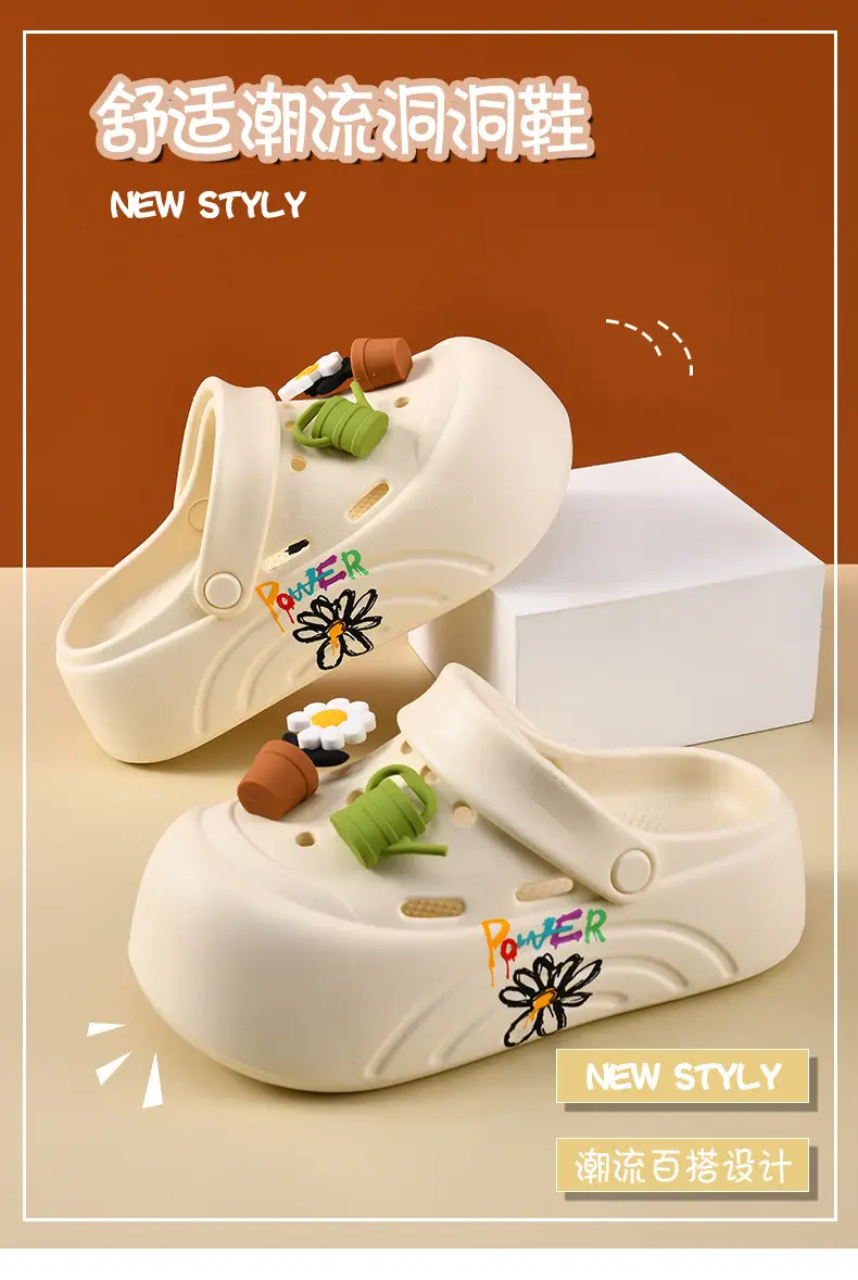 New Style Women's Clogs with Height Increase, Non-Slip, Breathable, Closed-Toe Design, Cute Daisy Eva, Wear-Resistant, Odor-Resistant Beach Slippers — feature 6