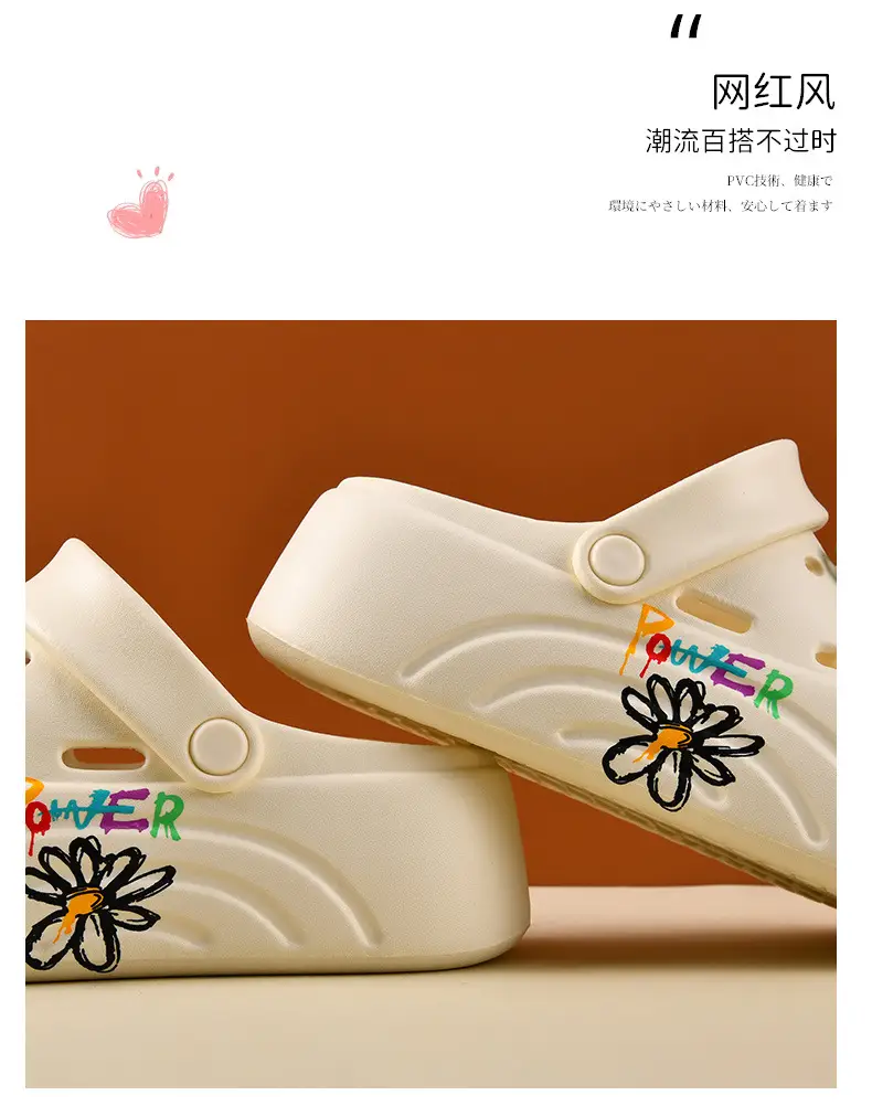 New Style Women's Clogs with Height Increase, Non-Slip, Breathable, Closed-Toe Design, Cute Daisy Eva, Wear-Resistant, Odor-Resistant Beach Slippers — feature 8