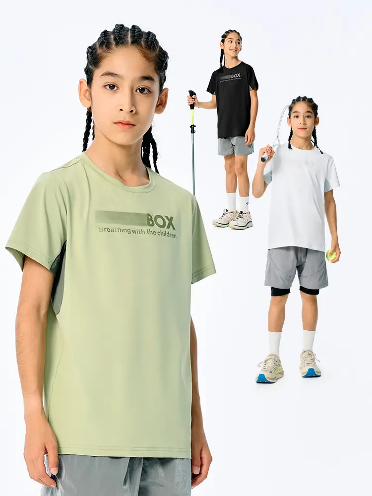 Girls Cotton T-Shirt Light Green Short Sleeve Sports Wear - Image 5