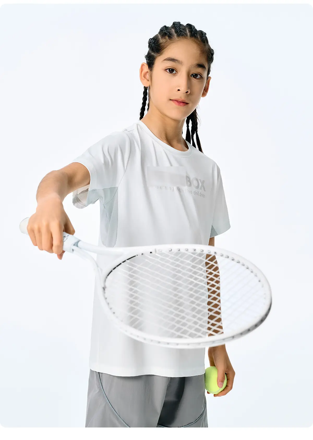 Girls Cotton T-Shirt Light Green Short Sleeve Sports Wear — feature 15