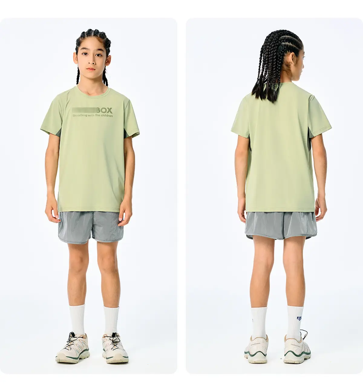 Girls Cotton T-Shirt Light Green Short Sleeve Sports Wear — feature 21