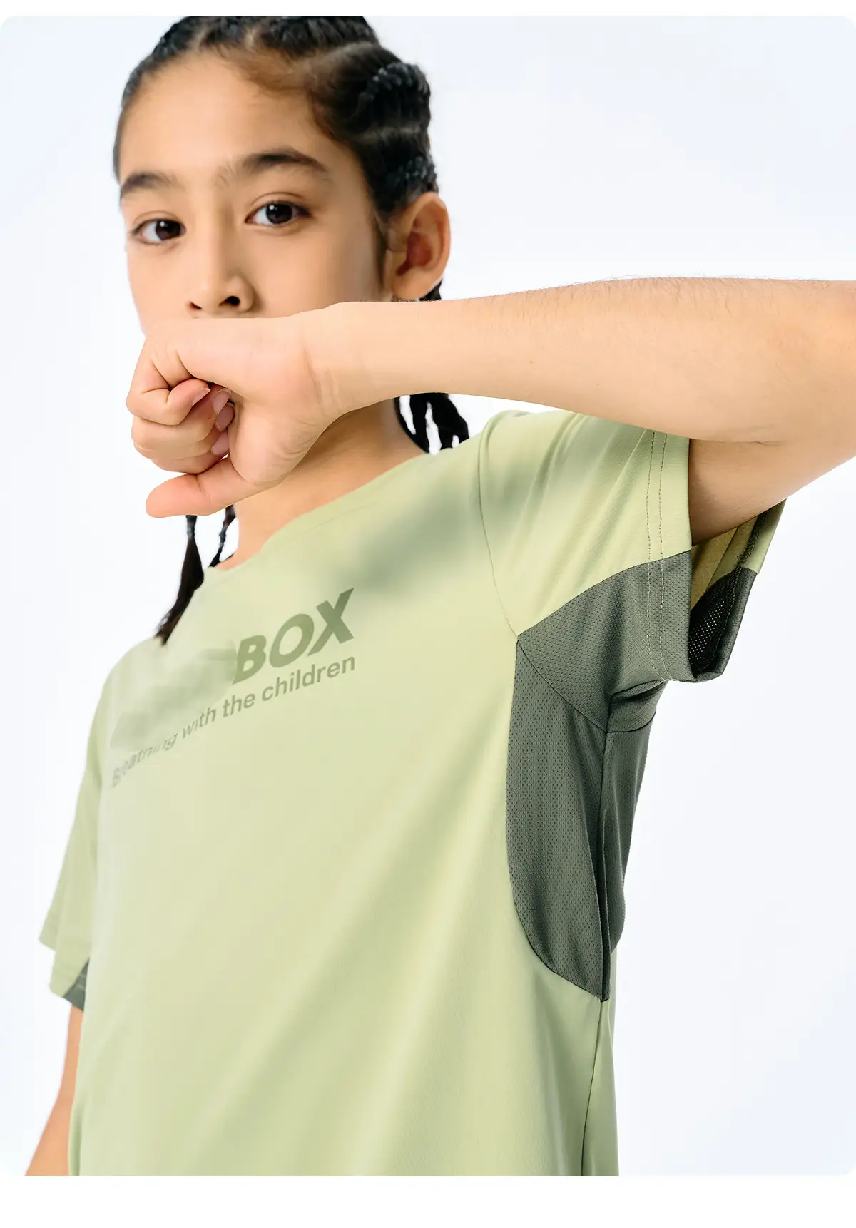 Girls Cotton T-Shirt Light Green Short Sleeve Sports Wear — feature 23