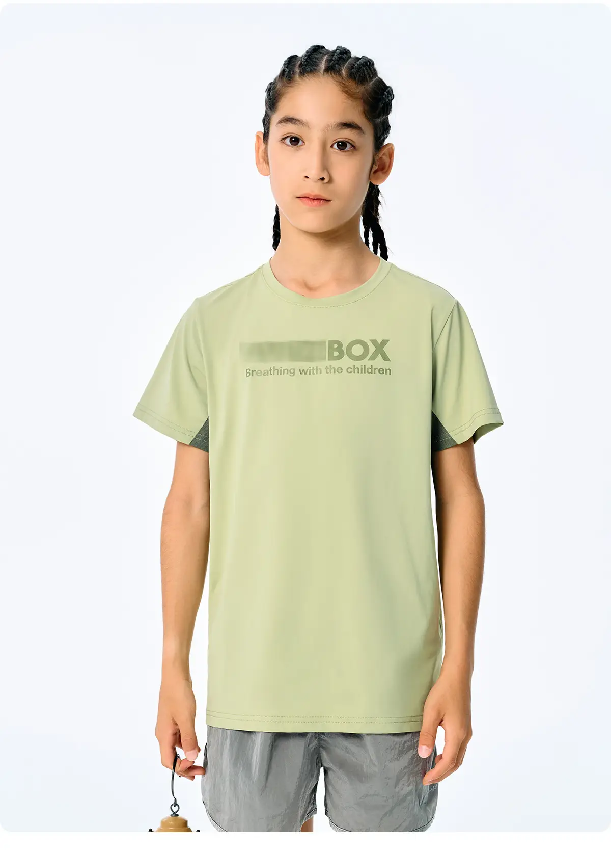 Girls Cotton T-Shirt Light Green Short Sleeve Sports Wear — feature 24