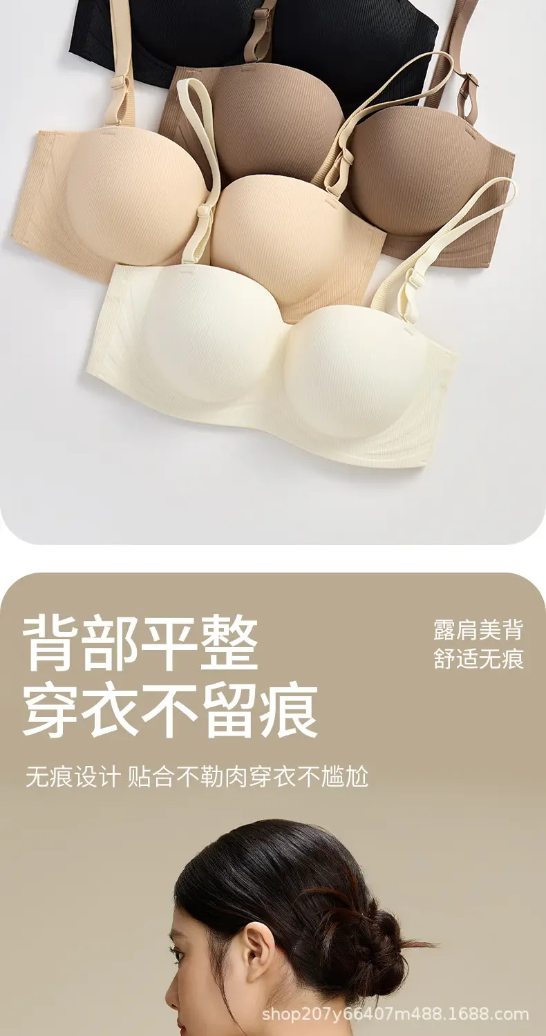 Summer Strapless Striped Underwear, Light and Simple Small Breast Push-Up Underwear, Comfortable Wire-Free Soft Bra, Foreign Trade Cross-Border — feature 15