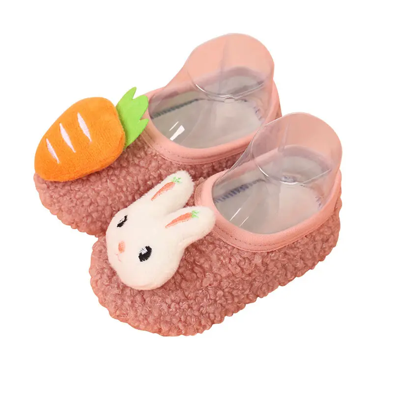 Baby Floor Socks Brown Blue Rabbit Carrot Design Soft Non-Slip - Image 21