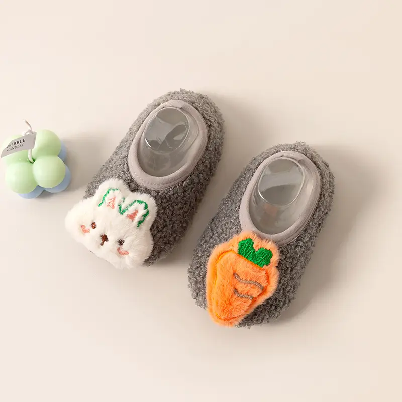 Baby Floor Socks Brown Blue Rabbit Carrot Design Soft Non-Slip - Image 14