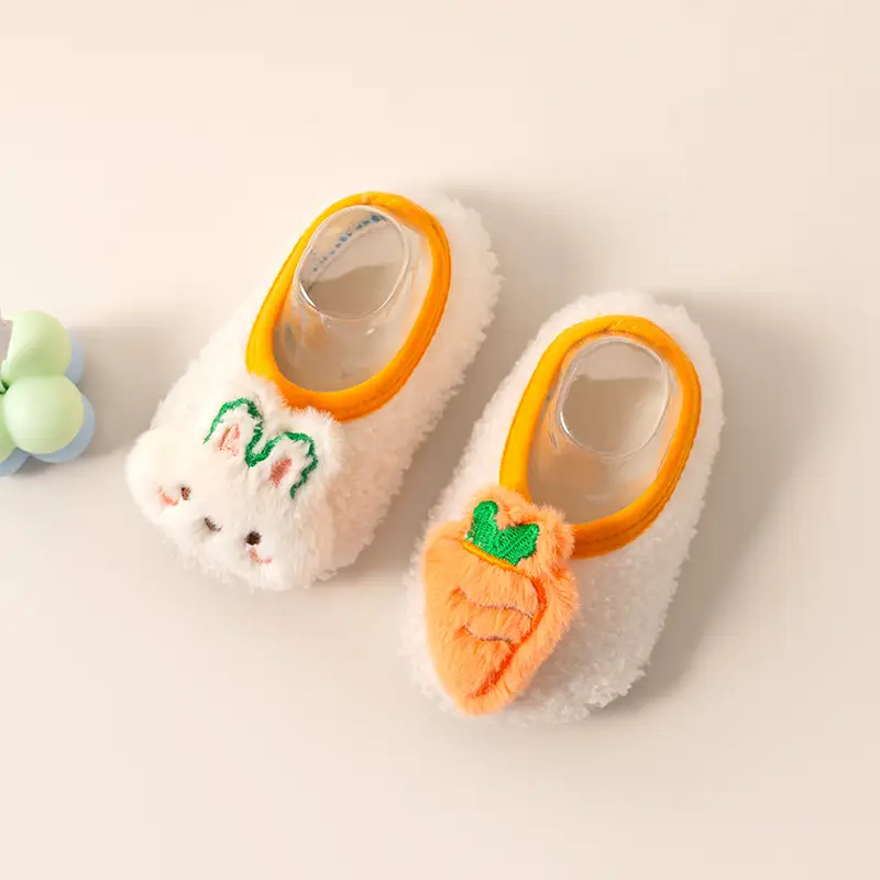 Baby Floor Socks Brown Blue Rabbit Carrot Design Soft Non-Slip - Image 15