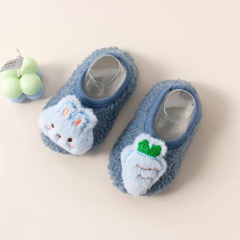 Baby Floor Socks Brown Blue Rabbit Carrot Design Soft Non-Slip - Image 16