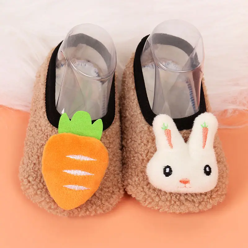 Baby Floor Socks Brown Blue Rabbit Carrot Design Soft Non-Slip - Image 5
