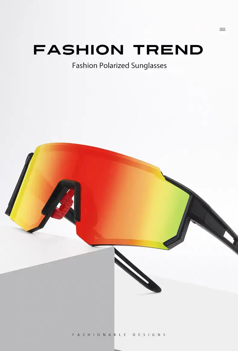 Cross-Border New Colorful Outdoor Cycling Sunglasses One-Piece Bicycle Windshield Glasses European and American Sports Square Sunglasses — feature 1