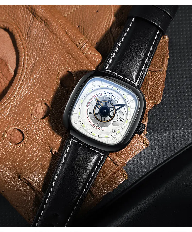 Punk Square Watch for Men with Blue Dial & Belt Strap — feature 8