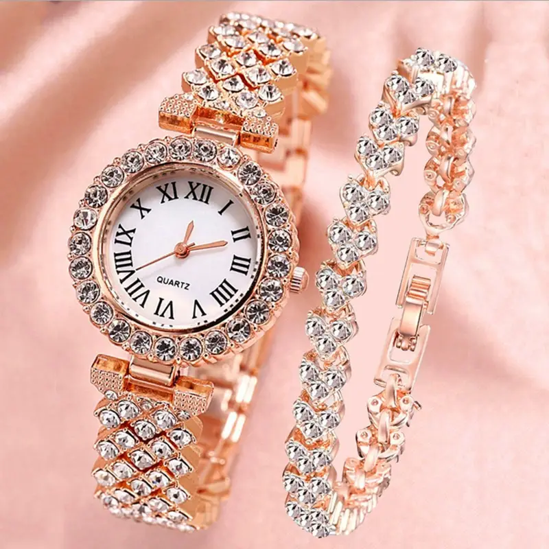 Diamond Encrusted Women's Watch with Roman Pattern - Image 11
