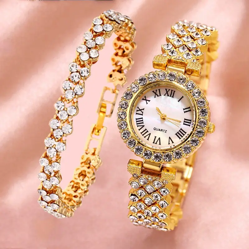 Diamond Encrusted Women's Watch with Roman Pattern — feature 2