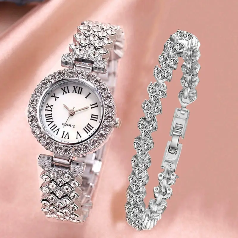 Diamond Encrusted Women's Watch with Roman Pattern — feature 4