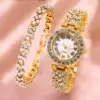 Diamond Encrusted Women's Watch with Roman Pattern - Image 6