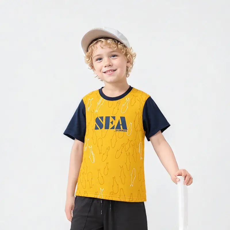 Kids Korean Style Short Sleeve T-Shirt Set Brown Shorts — feature 2