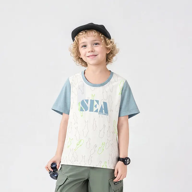 Kids Korean Style Short Sleeve T-Shirt Set Brown Shorts — feature 3
