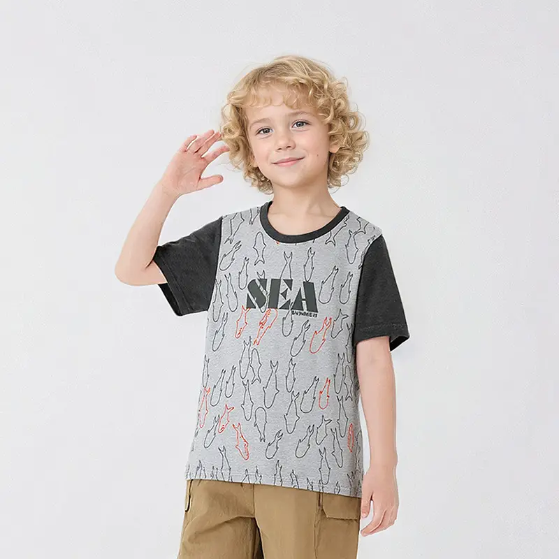 Kids Korean Style Short Sleeve T-Shirt Set Brown Shorts — feature 4
