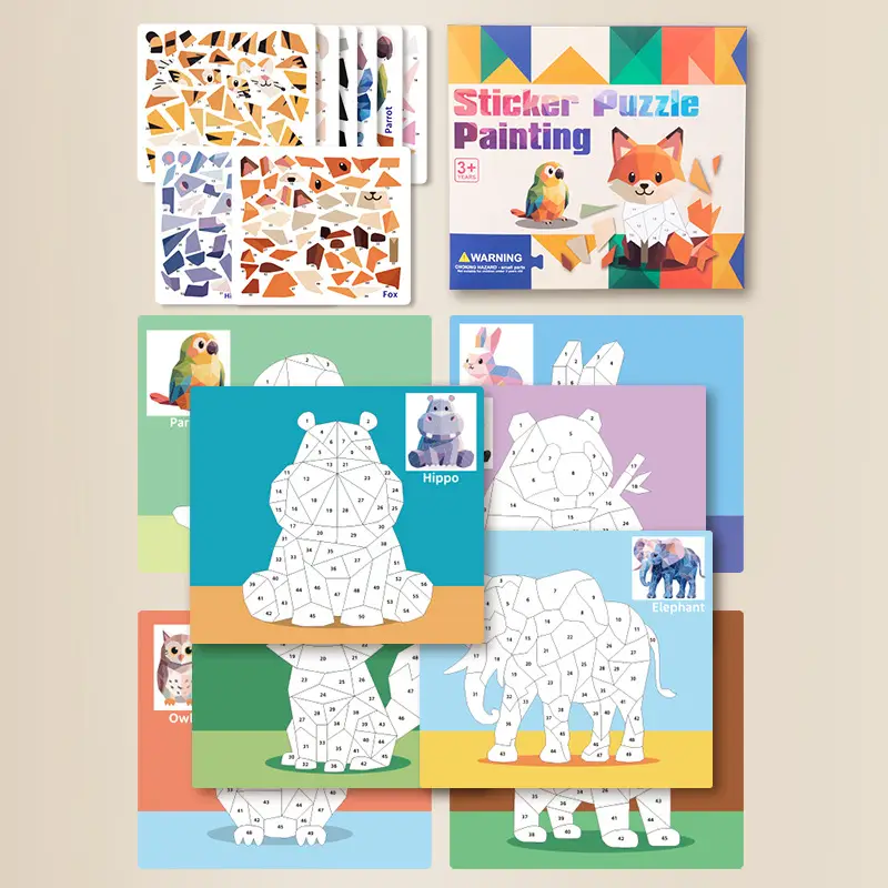 Children's 3D Geometric Collage Puzzle Educational Toys Kindergarten 3-6 Years Old Focus Handmade DIY Stickers