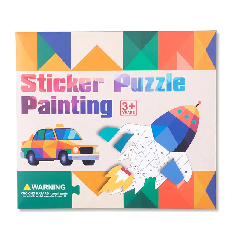 Children's 3D Geometric Collage Puzzle Educational Toys Kindergarten 3-6 Years Old Focus Handmade DIY Stickers