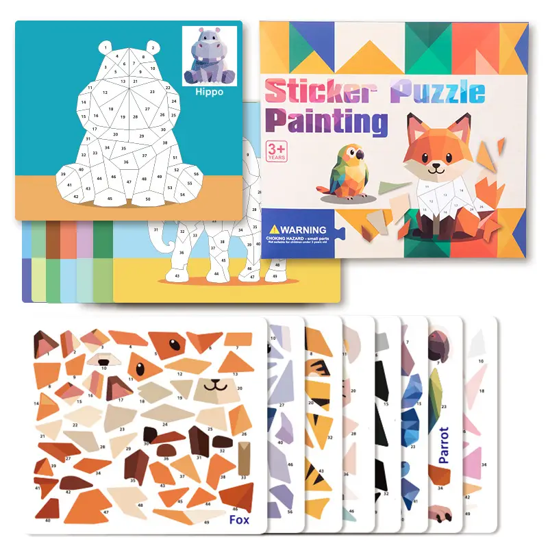 Children's 3D Geometric Collage Puzzle Educational Toys Kindergarten 3-6 Years Old Focus Handmade DIY Stickers