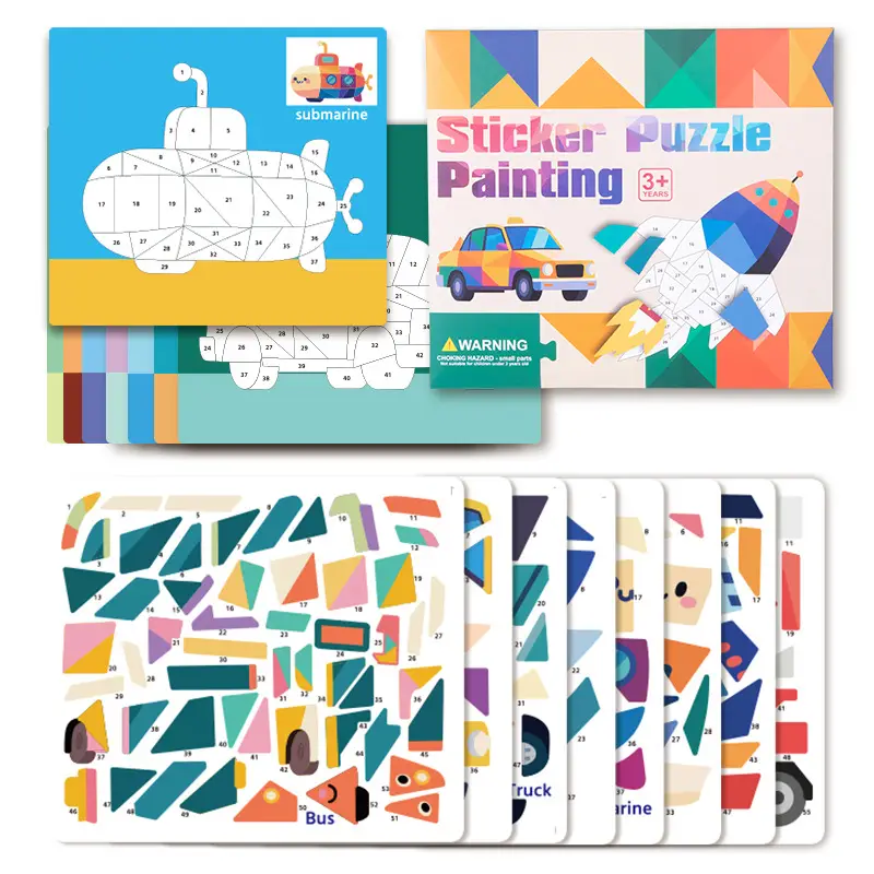 Children's 3D Geometric Collage Puzzle Educational Toys Kindergarten 3-6 Years Old Focus Handmade DIY Stickers