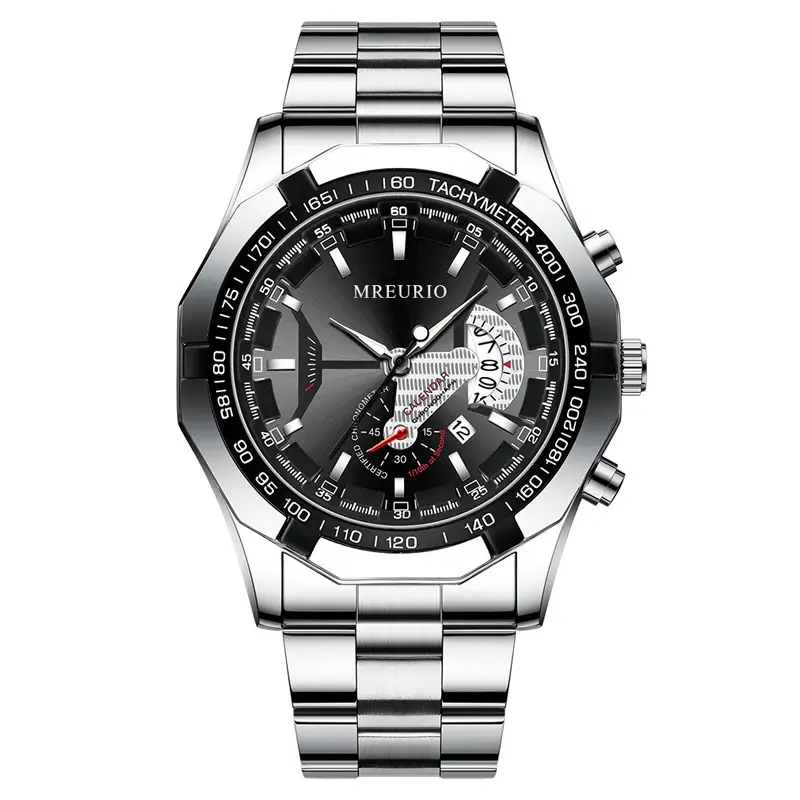 Gold Men's Chronograph Wristwatch with Large Dial & Quartz Movement - Image 10