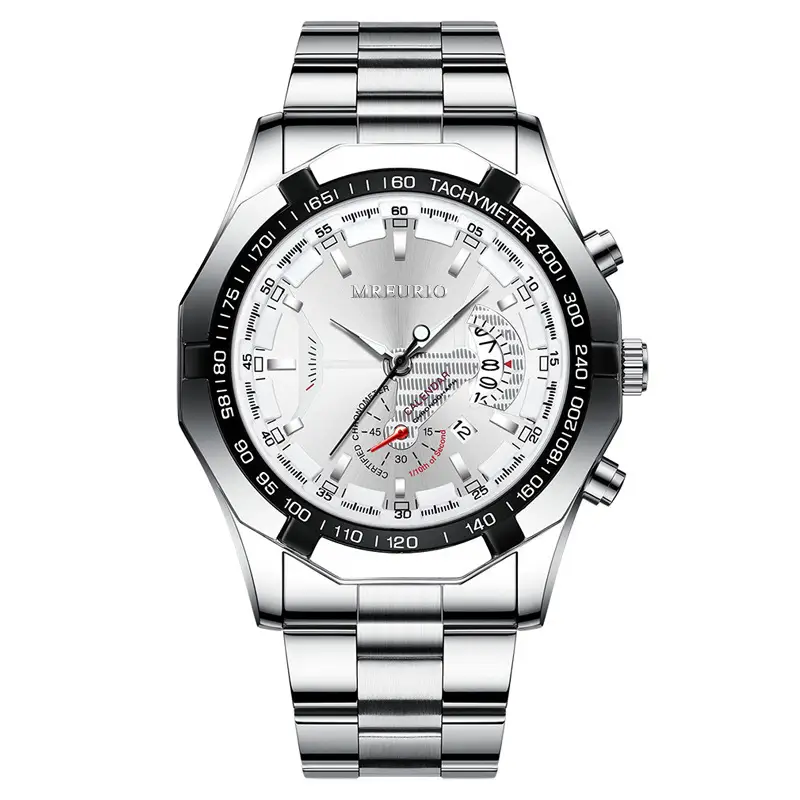 Gold Men's Chronograph Wristwatch with Large Dial & Quartz Movement - Image 2