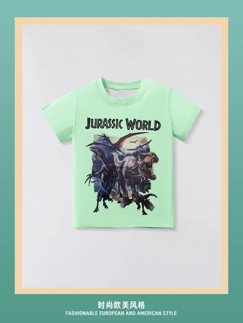 2025 Kids Dinosaur T-Shirt Short Sleeve Mint Green — feature 2