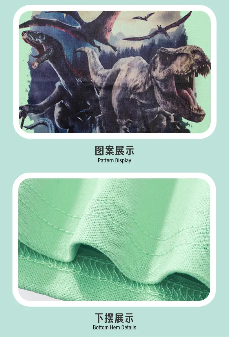 2025 Kids Dinosaur T-Shirt Short Sleeve Mint Green — feature 8