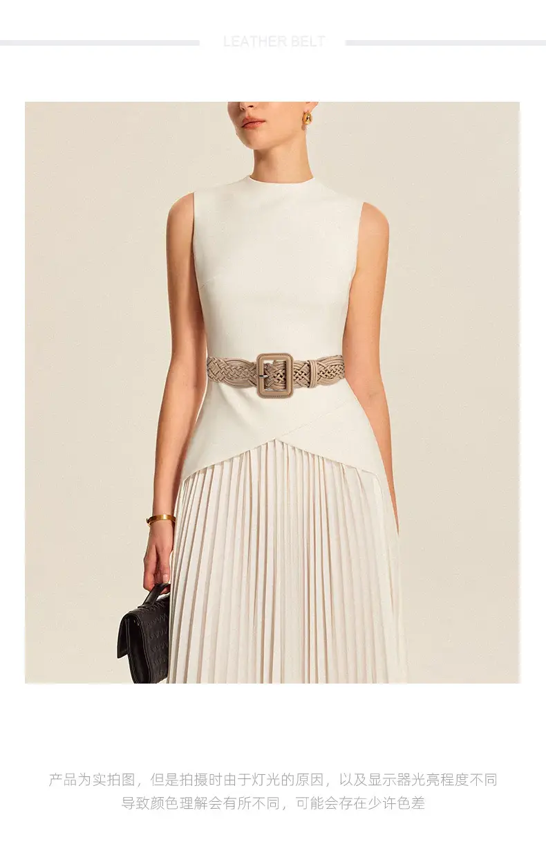 Hand-Woven Women's Wide Belt Tan Braided Belt — feature 1