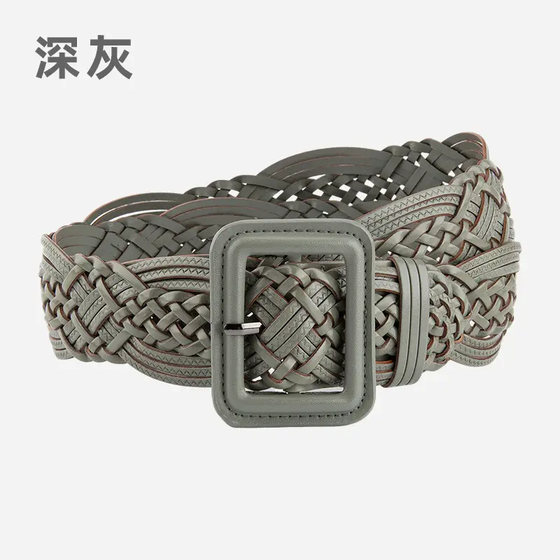 Hand-Woven Women's Wide Belt Tan Braided Belt - Image 4