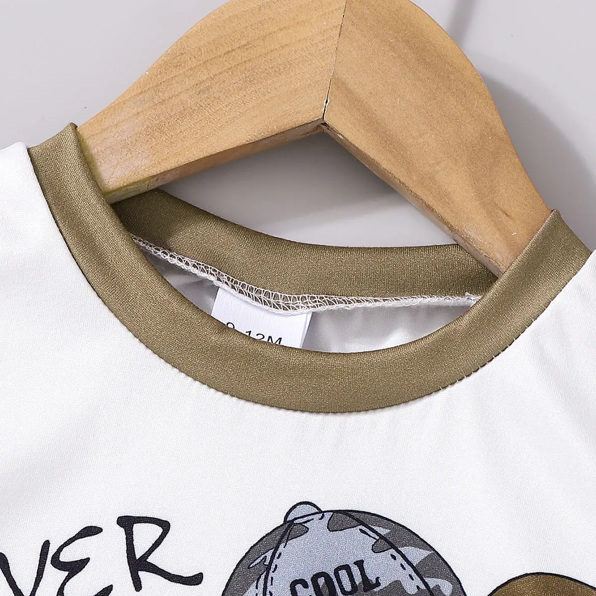 Kids White Cotton Bear Print T-Shirt Summer Casual — feature 3
