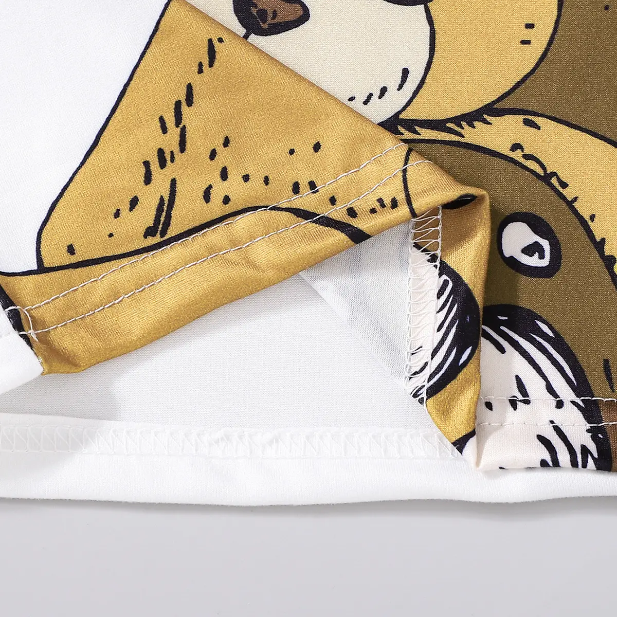 Kids White Cotton Bear Print T-Shirt Summer Casual — feature 6