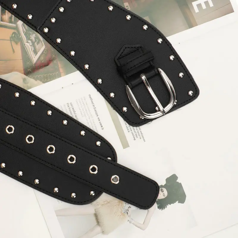 Black Rivet Waist Belt for Women Cross Border European American - Image 3