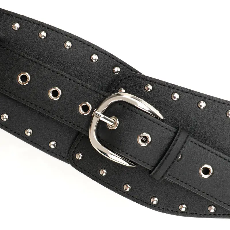 Black Rivet Waist Belt for Women Cross Border European American - Image 5