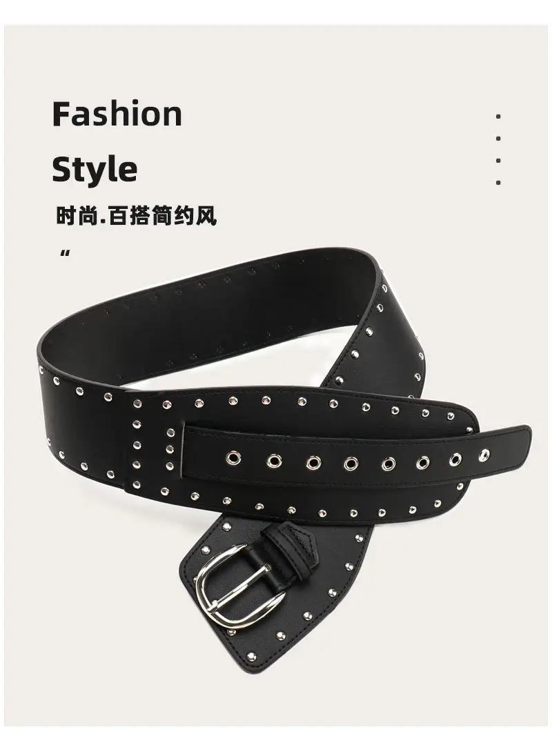 Black Rivet Waist Belt for Women Cross Border European American — feature 22
