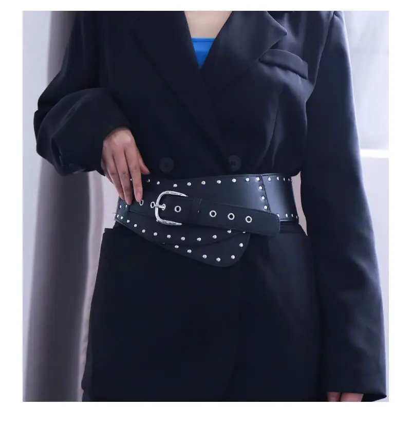 Black Rivet Waist Belt for Women Cross Border European American — feature 25