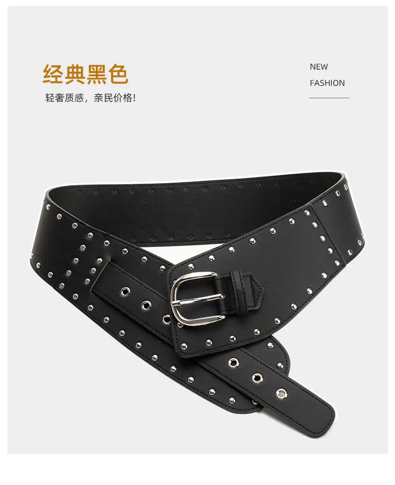Black Rivet Waist Belt for Women Cross Border European American — feature 27