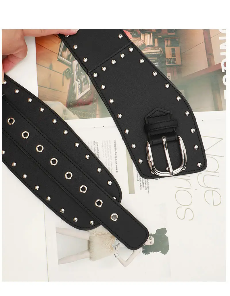 Black Rivet Waist Belt for Women Cross Border European American — feature 32