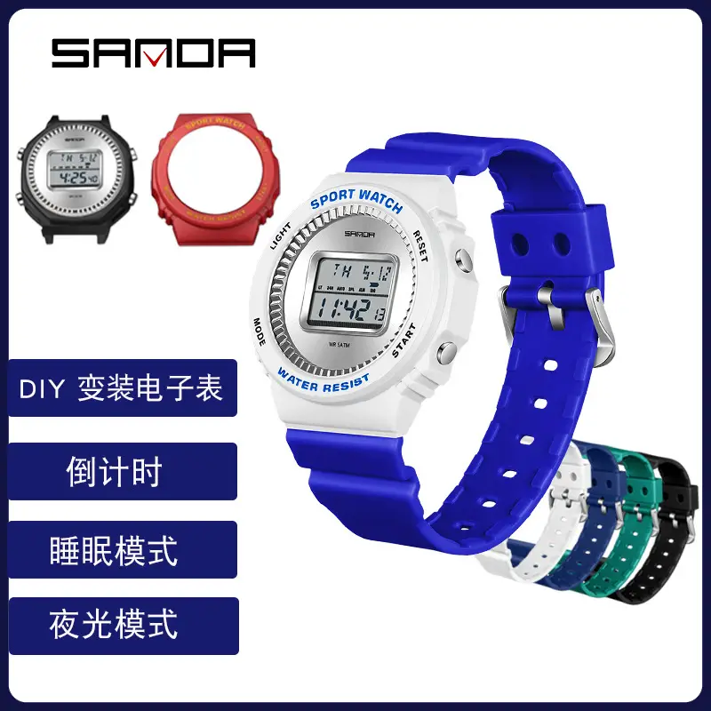 Kids DIY Digital Counting Watch Blue Silicone Band - Image 9