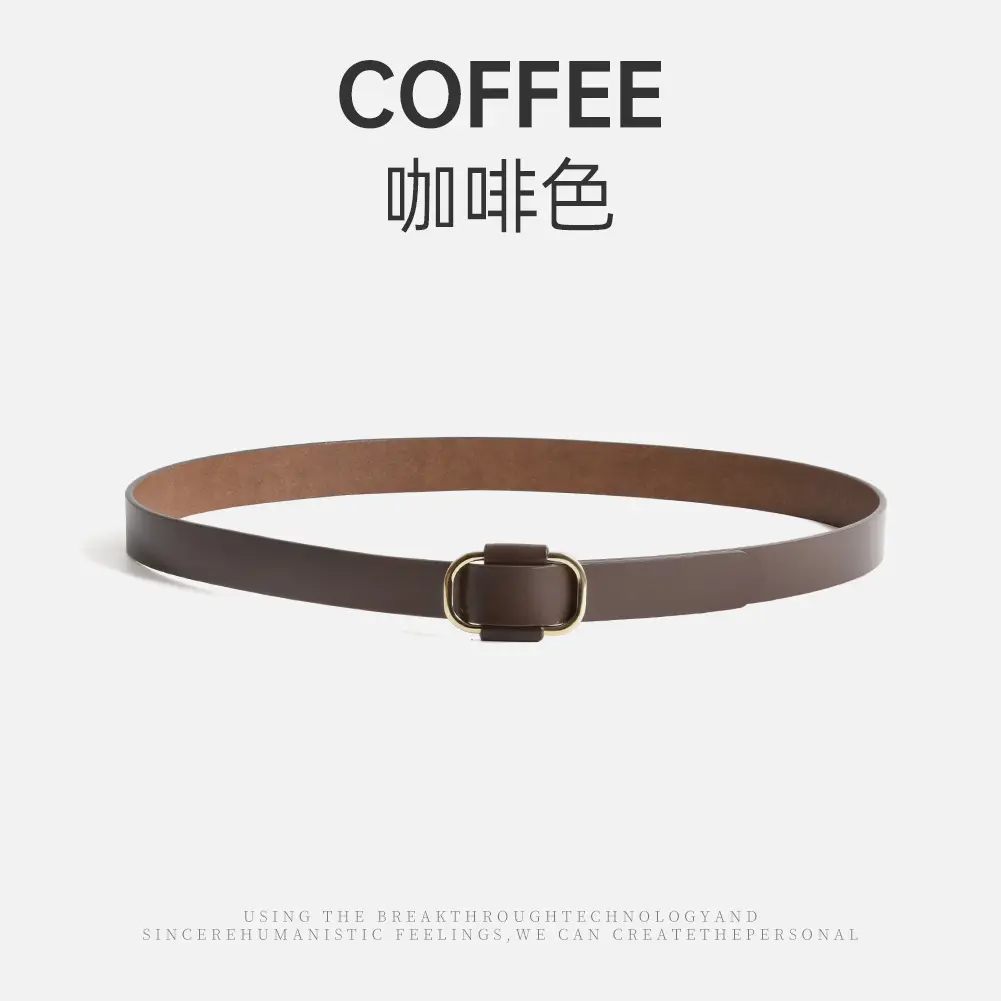 Black Needle-Free Women's Belt with Square Buckle - Image 2