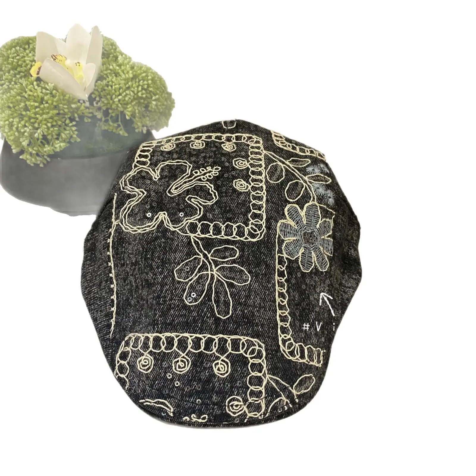Retro Embroidered Duck Tongue Hat for Men Women Blue - Image 7