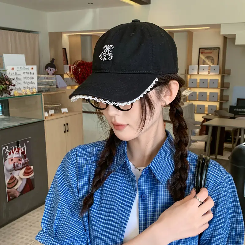 Red Japanese-Style Sweet Baseball Cap for Women — feature 3